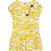 Hummingbird Drawing Kids Relaxed Fit Dress, Soft Yellow - Dresses - 1 - thumbnail