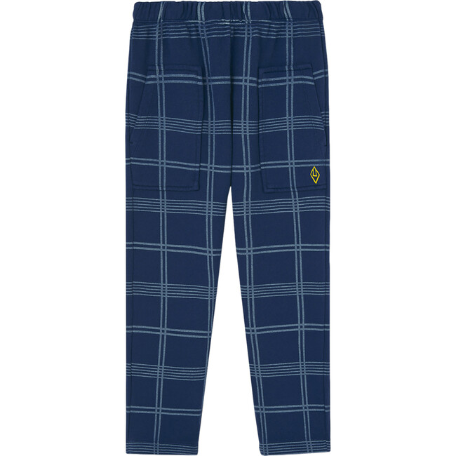 Horse Squares Kids Relaxed Fit Pants, Deep Blue