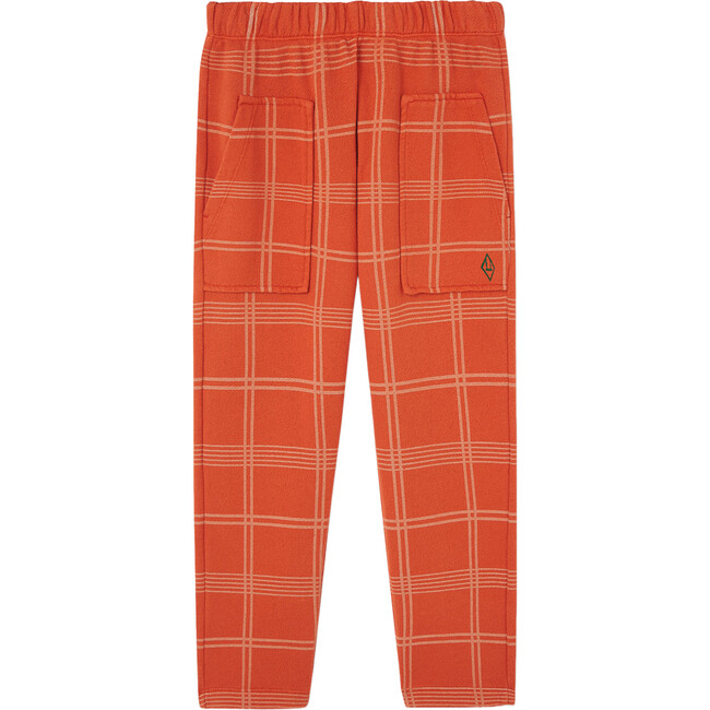 Horse Squares Kids Relaxed Fit Pants, Orange