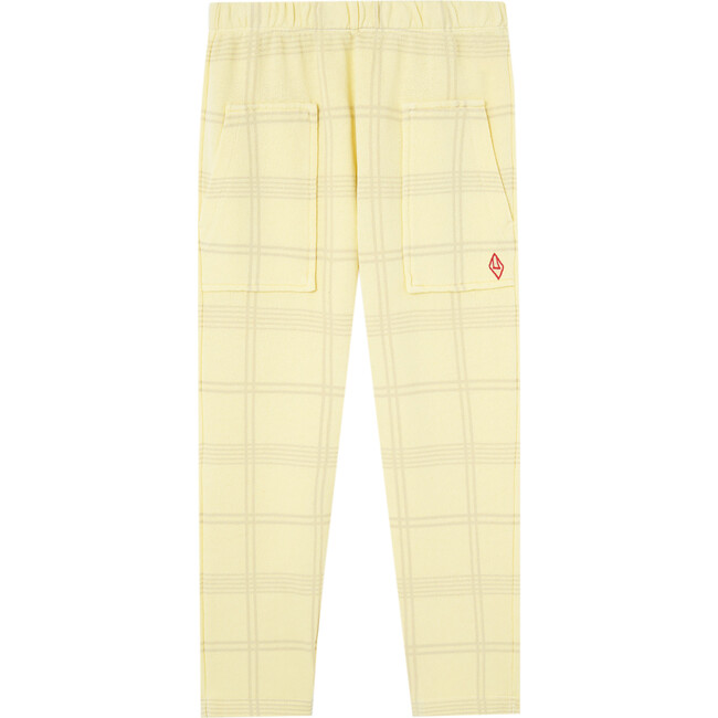 Horse Squares Kids Relaxed Fit Pants, Soft Yellow