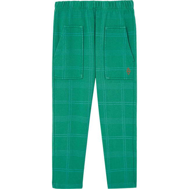 Horse Squares Kids Relaxed Fit Pants, Green