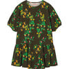 Walrus Flowers Kids Relaxed Fit Dress, Deep Brown - Dresses - 1 - thumbnail