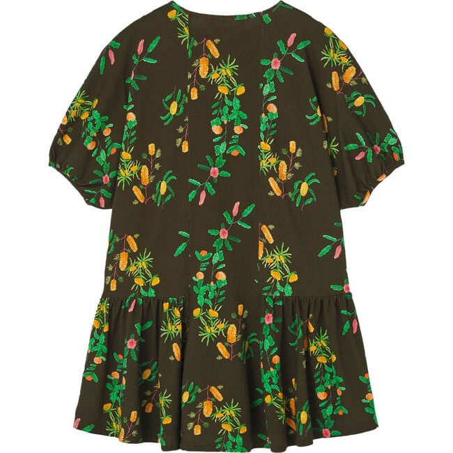 Walrus Flowers Kids Relaxed Fit Dress, Deep Brown - Dresses - 2