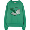 Shark Worm Kids Relaxed Fit Sweatshirt, Green - Sweatshirts - 1 - thumbnail