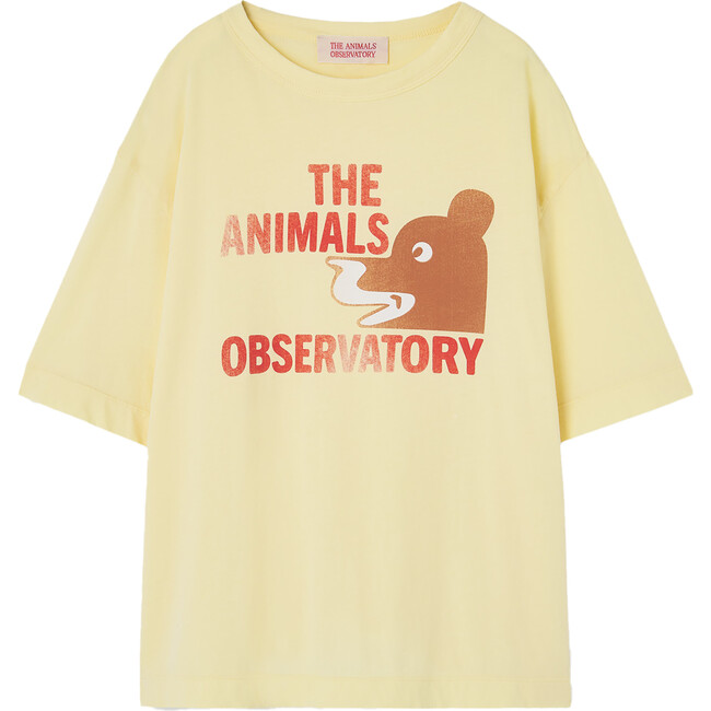 Rooster Bear Kids Oversize Fit T-Shirt, Soft Yellow