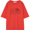 Rooster Ghost Kids Oversize Fit T-Shirt, Red - T-Shirts - 1 - thumbnail