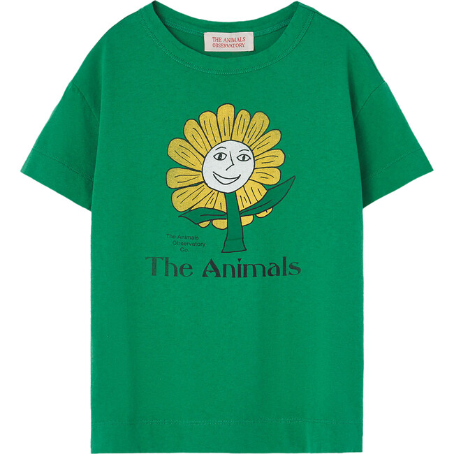 Rooster Flowers Kids Relaxed Fit T-Shirt, Green