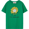 Rooster Flowers Kids Relaxed Fit T-Shirt, Green - T-Shirts - 1 - thumbnail