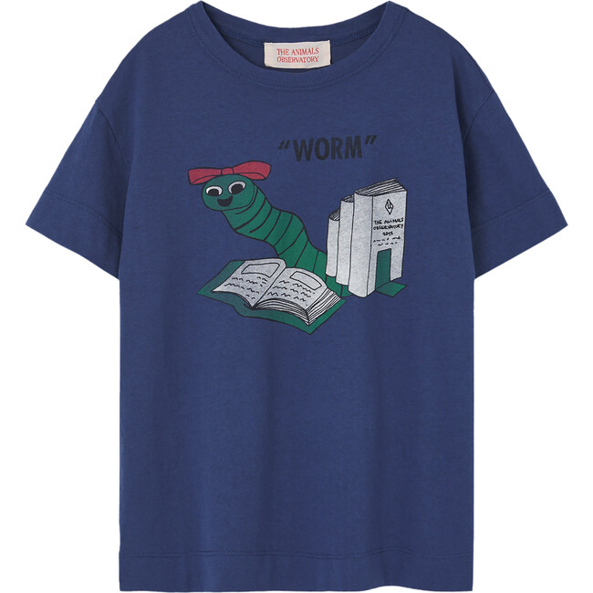 Rooster Worm Kids Relaxed Fit T-Shirt, Deep Blue