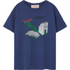 Rooster Worm Kids Relaxed Fit T-Shirt, Deep Blue - T-Shirts - 1 - thumbnail