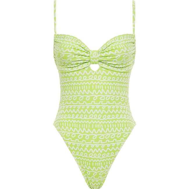 Devin Print One-Piece Swimsuit, Lime Icing