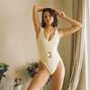 Rib Kim One-Piece Swimsuit, Buttercream - One Pieces - 2