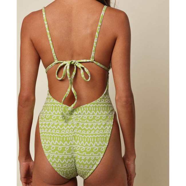 Devin Print One-Piece Swimsuit, Lime Icing - One Pieces - 3