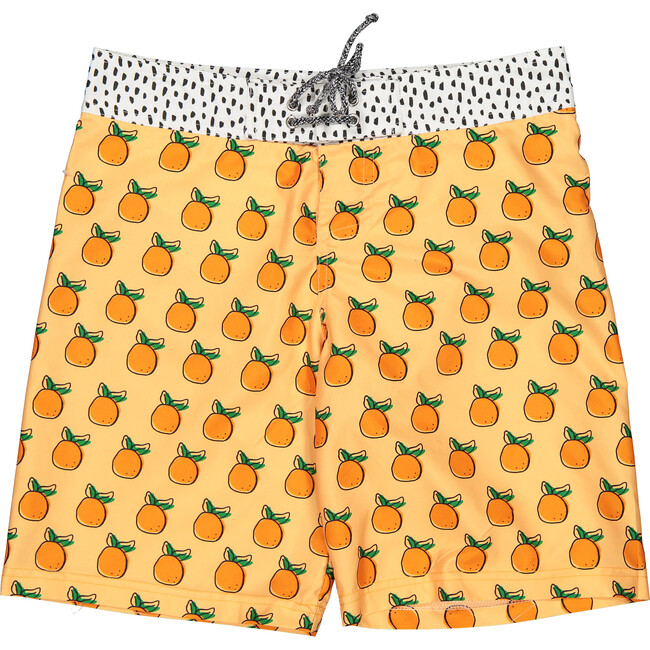 Oranges Print Surfer Swim Shorts, Multicolors