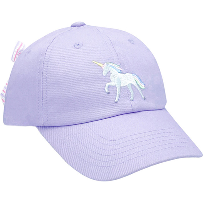 Rainbow Unicorn Bow Baseball Hat, Lavender