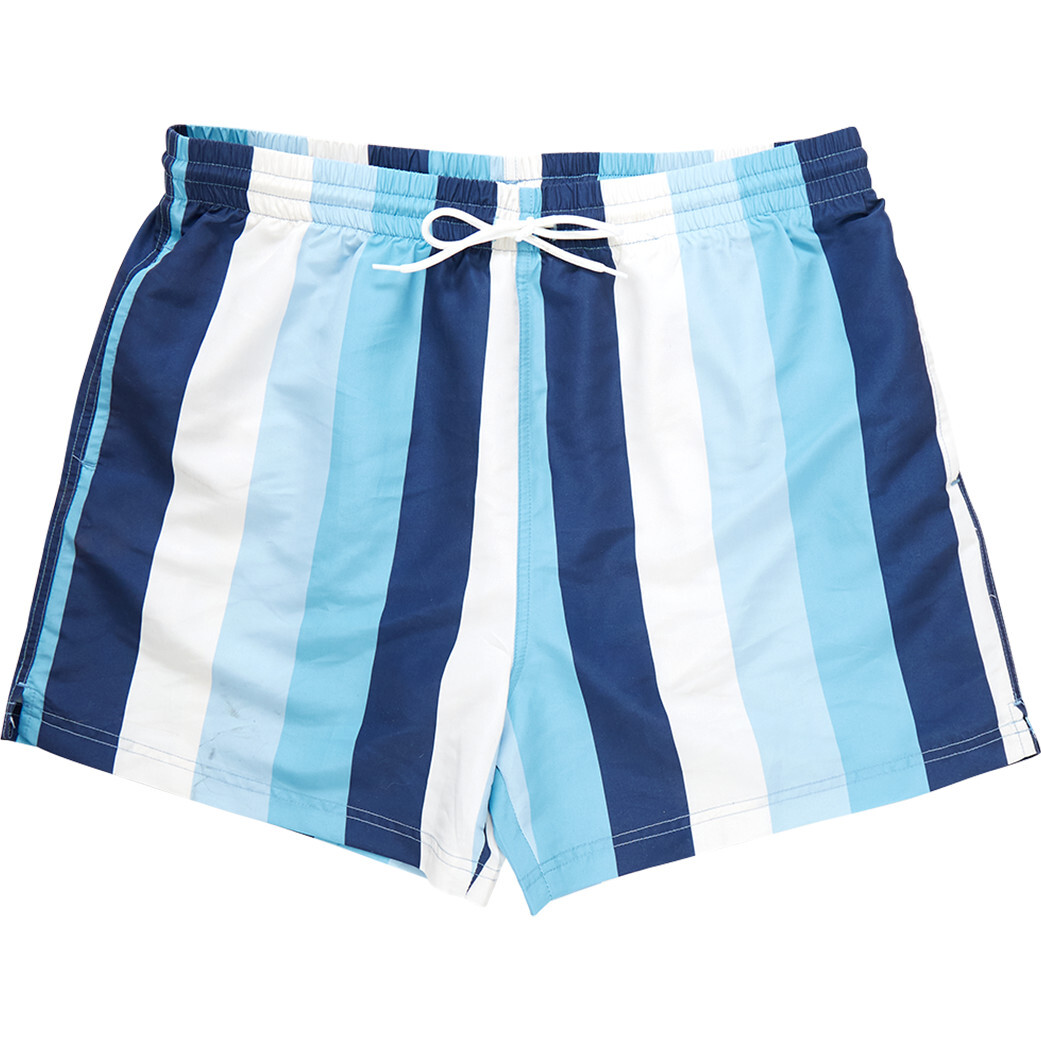 Mens Swim Trunk, Ocean Stripe - Swim Trunks - 1