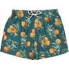 Mens Swim Trunk, Green Botanical Oranges - Swim Trunks - 1 - thumbnail