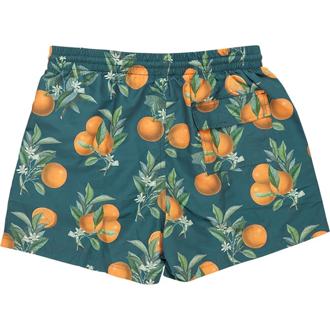 Mens Swim Trunk, Green Botanical Oranges - Swim Trunks - 2