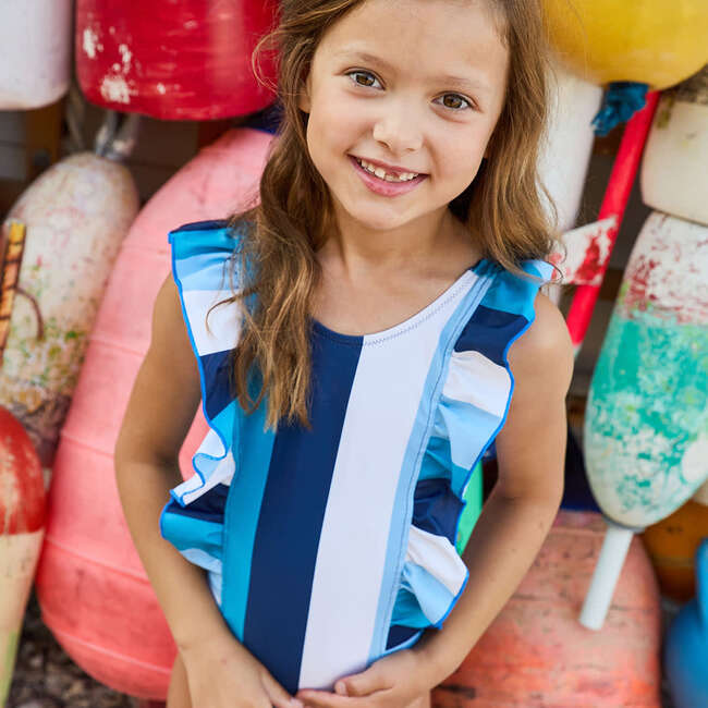Girls Katniss Suit, Ocean Stripe - One Pieces - 2