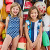 Girls Katniss Suit, Ocean Stripe - One Pieces - 4