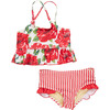 Girls Joy Tankini, Red Peonies - Two Pieces - 1 - thumbnail