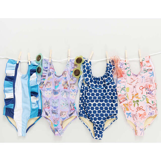 Girls Katniss Suit, Ocean Stripe - One Pieces - 5
