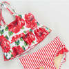 Girls Joy Tankini, Red Peonies - Two Pieces - 3