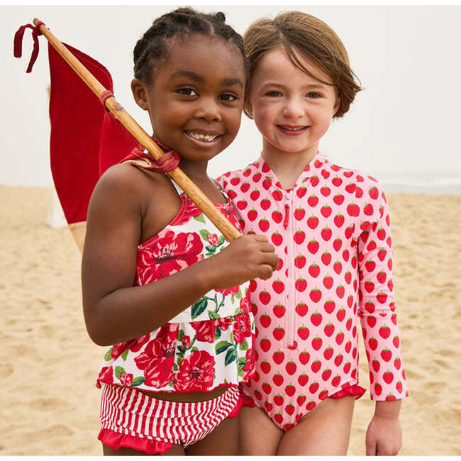 Girls Joy Tankini, Red Peonies - Two Pieces - 5