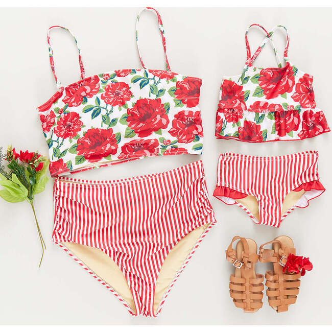 Girls Joy Tankini, Red Peonies - Two Pieces - 6