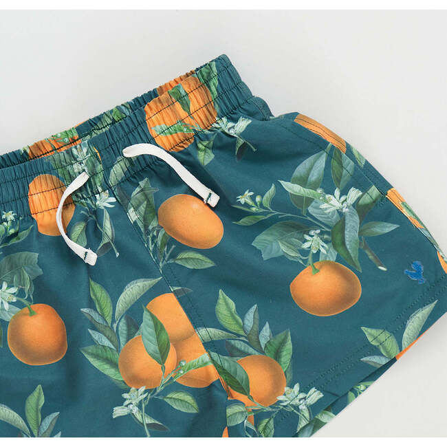 Boys Swim Trunk, Green Botanical Oranges - Swim Trunks - 4