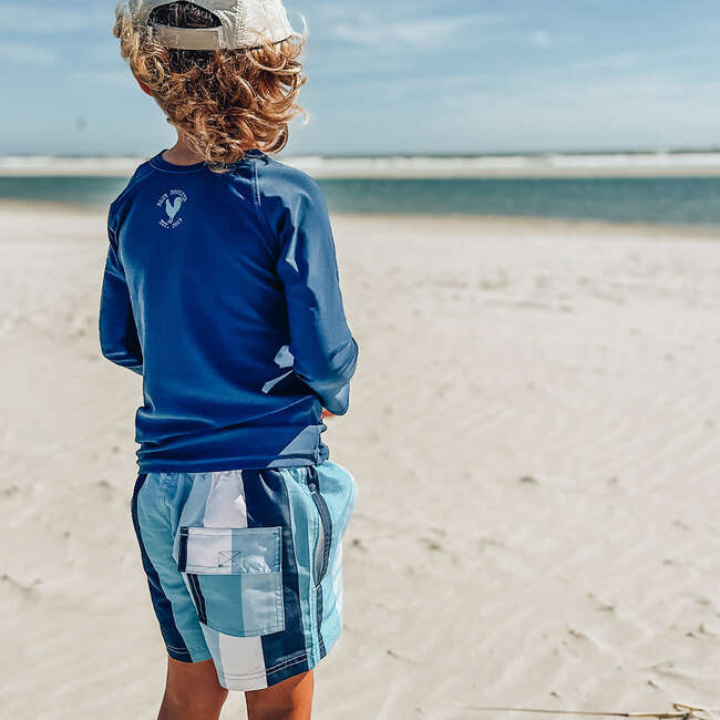 Boys Swim Trunk, Ocean Stripe - Swim Trunks - 3