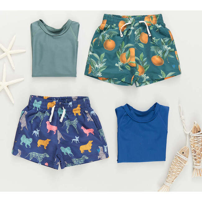 Baby Boys Swim Trunk, Green Botanical Oranges - Swim Trunks - 3
