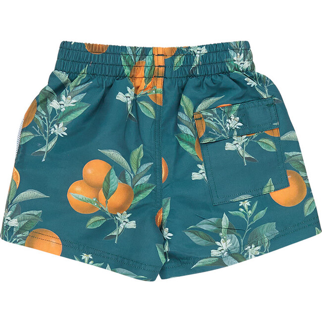 Baby Boys Swim Trunk, Green Botanical Oranges - Swim Trunks - 4