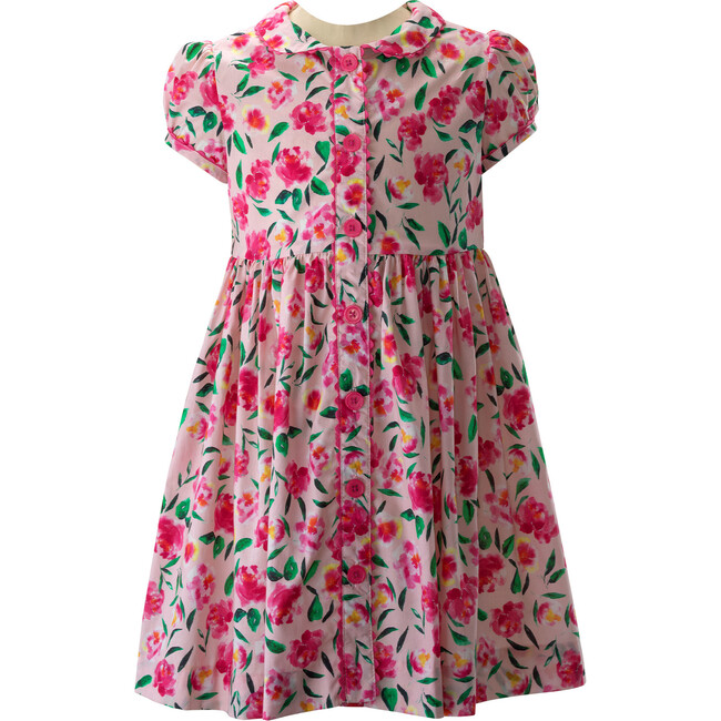 Posy Button-Front Dress, Pink