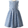 Periwinkle Damask Party Dress, Blue - Dresses - 1 - thumbnail