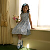 Periwinkle Damask Party Dress, Blue - Dresses - 2