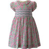 Leafy Floral Smocked Dress, Pink - Dresses - 1 - thumbnail