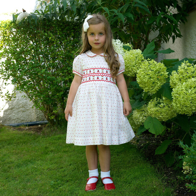 Ladybug Smocked Dress, Red - Dresses - 2