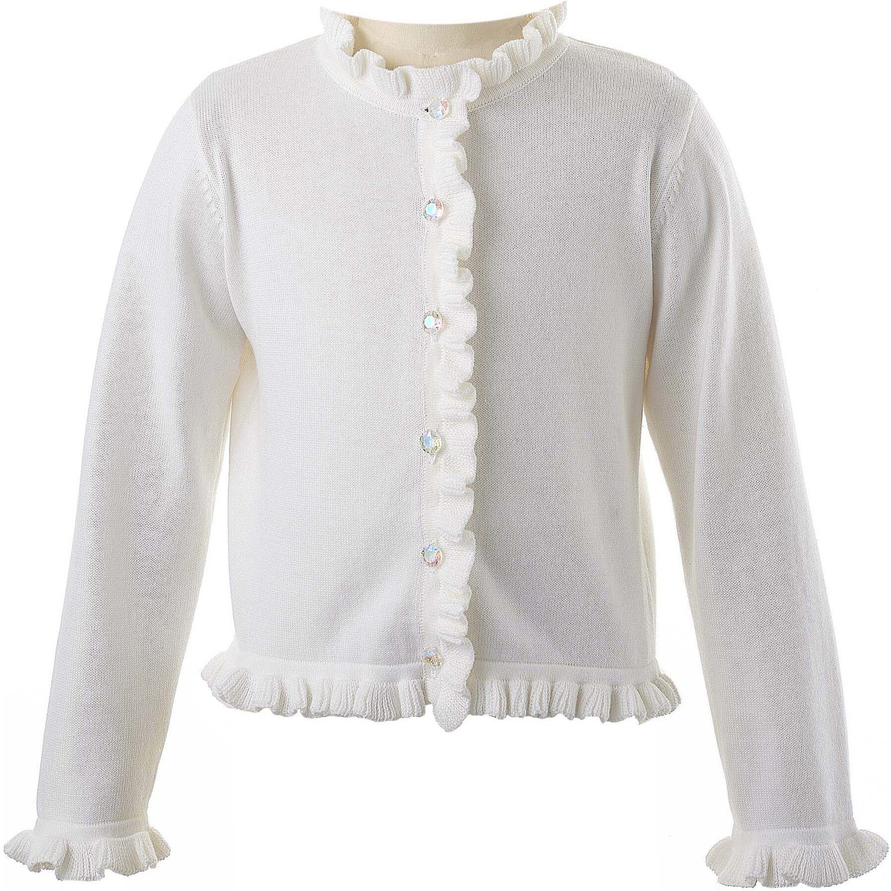 Frill Cardigan, White - Cardigans - 1