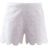 Eyelet Scalloped Shorts, White - Shorts - 1 - thumbnail