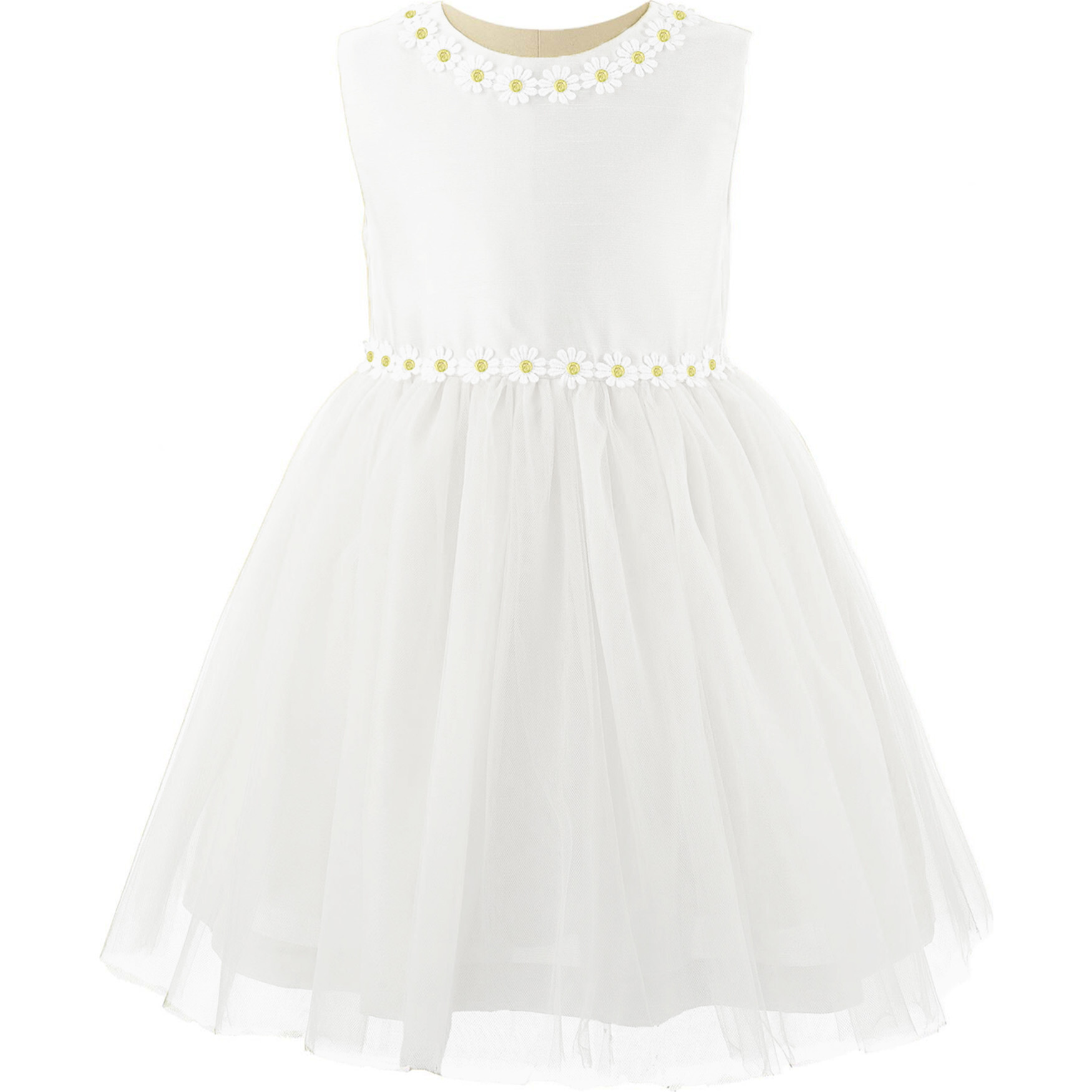 Daisy Tulle Dress, White - Dresses - 1