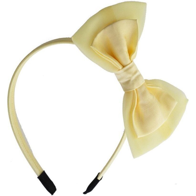 Bow Tulle Hairband, Yellow - Headbands - 1