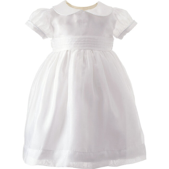 Baby Organza Pintuck Dress, White