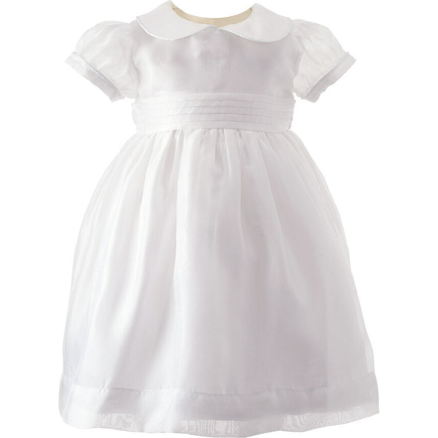 Baby Organza Pintuck Dress, White - Dresses - 1
