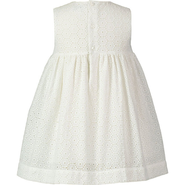 Bow Eyelet Dress, White - Dresses - 3