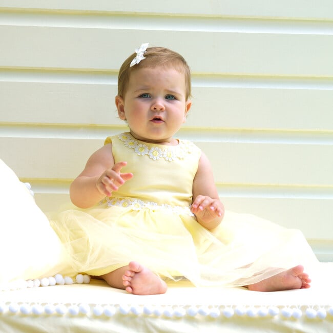 Baby Daisy Tulle Dress, Yellow - Dresses - 2