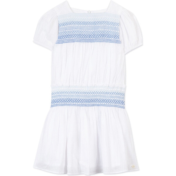 BLUEBELLS - Smocked Christmas Dressing Gown - White