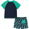 Raglan Rashguard and Boardshort , Dinosaur Graphic - Rash Guards - 3