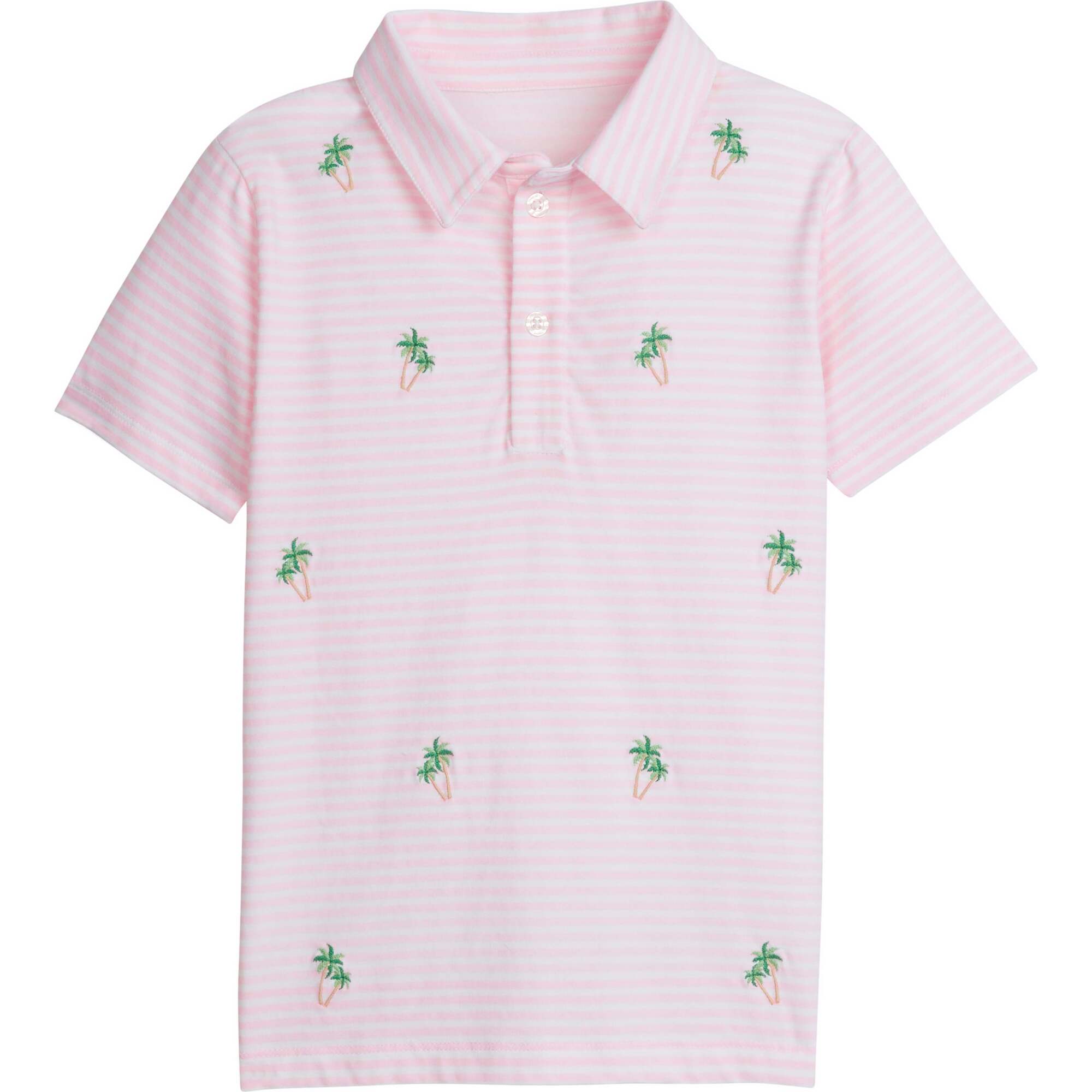Short Sleeve Embroidered Polo, Palm Tree - Polo Shirts - 1