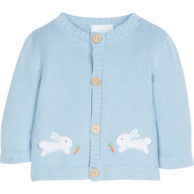 Crochet Sweater, Blue Bunny - Cardigans - 1